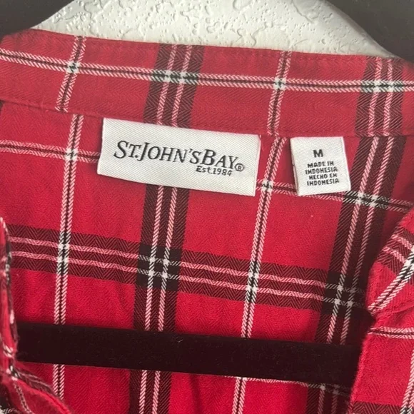 St. John's Bay Red and Black Plaid Blouse - Picture 2 of 3